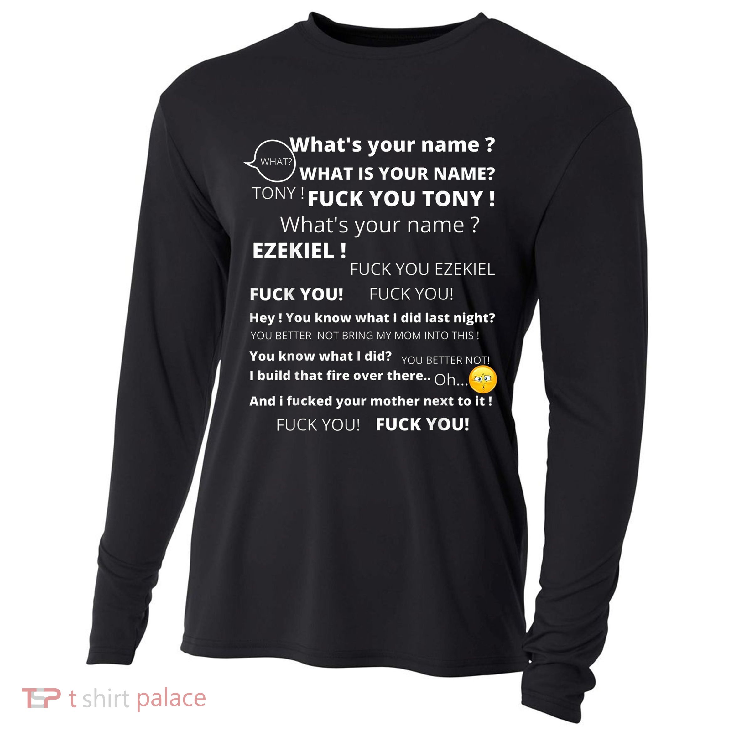 Funny Meme Tony And Ezekiel Hey Whats Your Name Cooling Performance Long Sleeve Crew