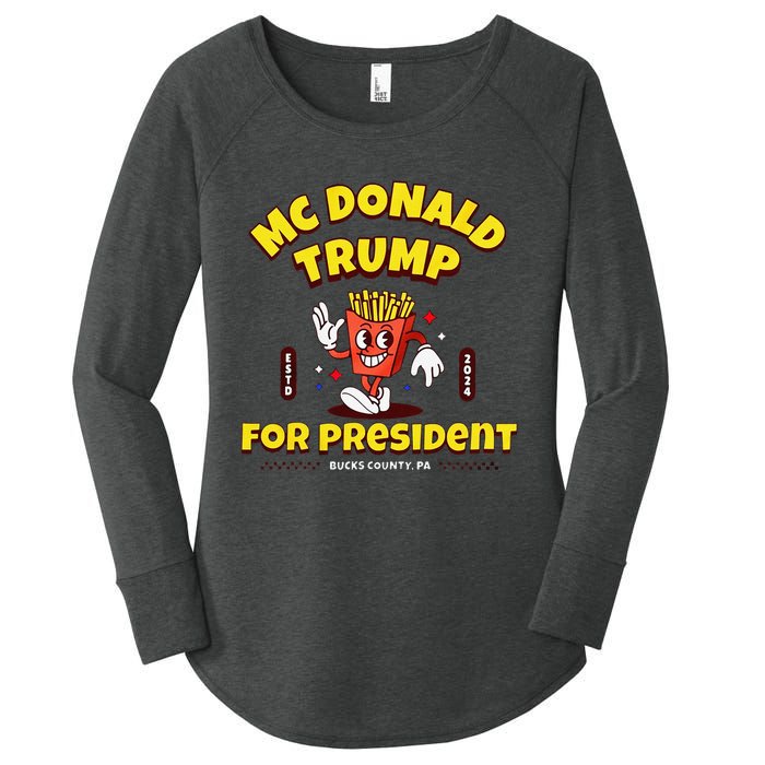 Funny Mcdonald Trump For President 2024 French Fries Gift Women's Perfect Tri Tunic Long Sleeve Shirt