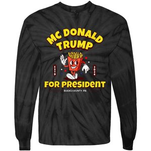 Funny Mcdonald Trump For President 2024 French Fries Gift Tie-Dye Long Sleeve Shirt