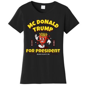 Funny Mcdonald Trump For President 2024 French Fries Gift Women's T-Shirt