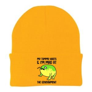 Funny My Tummy Hurts And Im Mad At The Government Frog Knit Cap Winter Beanie