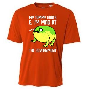 Funny My Tummy Hurts And Im Mad At The Government Frog Cooling Performance Crew T-Shirt