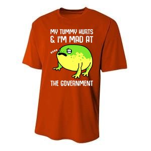 Funny My Tummy Hurts And Im Mad At The Government Frog Performance Sprint T-Shirt