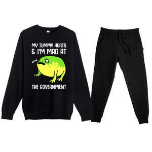 Funny My Tummy Hurts And Im Mad At The Government Frog Premium Crewneck Sweatsuit Set