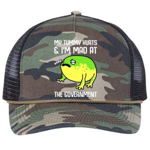 Funny My Tummy Hurts And Im Mad At The Government Frog Retro Rope Trucker Hat Cap