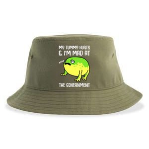 Funny My Tummy Hurts And Im Mad At The Government Frog Sustainable Bucket Hat