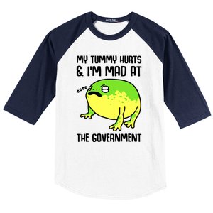 Funny My Tummy Hurts And Im Mad At The Government Frog Baseball Sleeve Shirt