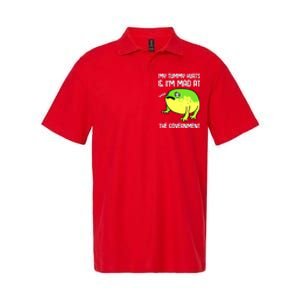 Funny My Tummy Hurts And Im Mad At The Government Frog Softstyle Adult Sport Polo