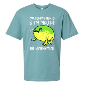 Funny My Tummy Hurts And Im Mad At The Government Frog Sueded Cloud Jersey T-Shirt