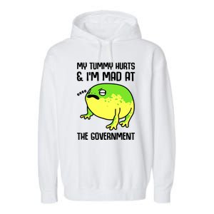 Funny My Tummy Hurts And Im Mad At The Government Frog Garment-Dyed Fleece Hoodie