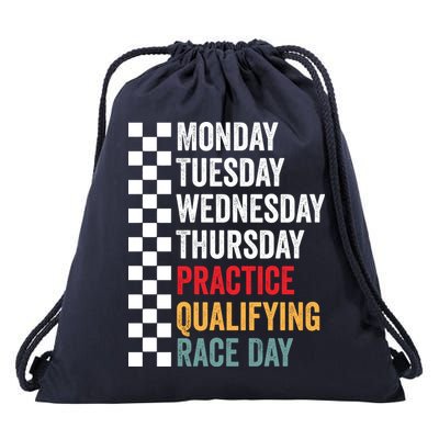Funny Monday Tuesday Thursday Practice Qualifying Race Day Drawstring Bag
