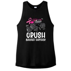 Funny Monster Truck Pink Breast Cancer Awareness Gift Ladies PosiCharge Tri-Blend Wicking Tank