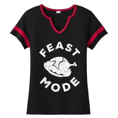 Feast Mode Thanksgiving Day Ladies Halftime Notch Neck Tee