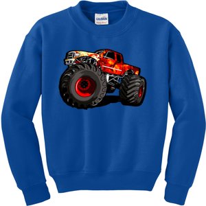 Fire Monster Truck For Trucker And Big Boys Funny Gift Kids Sweatshirt