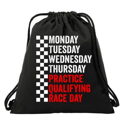 Funny Monday Tuesday Thursday Practice Qualifying Race Day Drawstring Bag