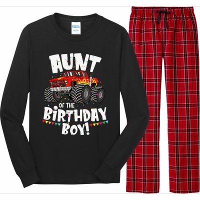 Funny Monster Truck Aunt Of The Birthday Gift Long Sleeve Pajama Set