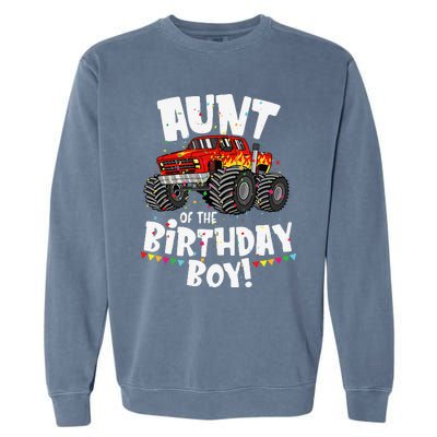 Funny Monster Truck Aunt Of The Birthday Gift Garment-Dyed Sweatshirt