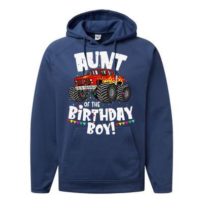 Funny Monster Truck Aunt Of The Birthday Gift Performance Fleece Hoodie