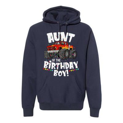 Funny Monster Truck Aunt Of The Birthday Gift Premium Hoodie