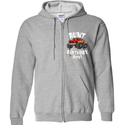 Funny Monster Truck Aunt Of The Birthday Gift Full Zip Hoodie