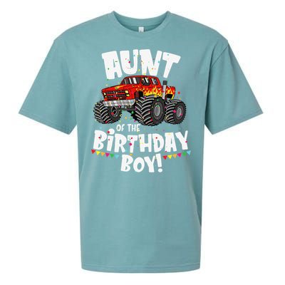 Funny Monster Truck Aunt Of The Birthday Gift Sueded Cloud Jersey T-Shirt