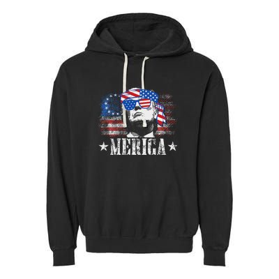 Funny Merica Trump 4th Of July Us American Flag Women Garment-Dyed Fleece Hoodie