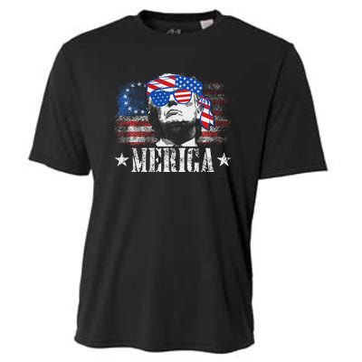 Funny Merica Trump 4th Of July Us American Flag Women Cooling Performance Crew T-Shirt