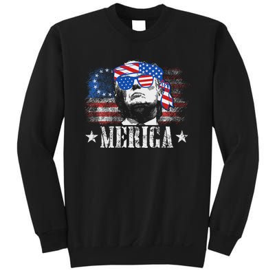 Funny Merica Trump 4th Of July Us American Flag Women Sweatshirt