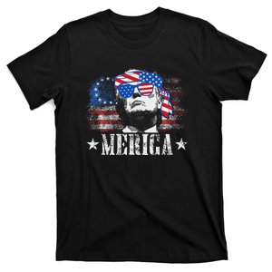 Funny Merica Trump 4th Of July Us American Flag Women T-Shirt