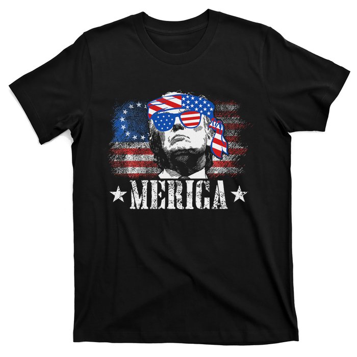 Funny Merica Trump 4th Of July Us American Flag Women T-Shirt