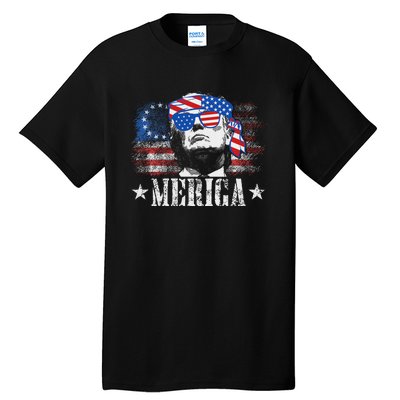 Funny Merica Trump 4th Of July Us American Flag Women Tall T-Shirt