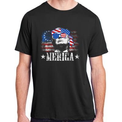 Funny Merica Trump 4th Of July Us American Flag Women Adult ChromaSoft Performance T-Shirt