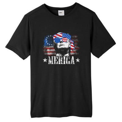 Funny Merica Trump 4th Of July Us American Flag Women Tall Fusion ChromaSoft Performance T-Shirt