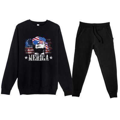 Funny Merica Trump 4th Of July Us American Flag Women Premium Crewneck Sweatsuit Set