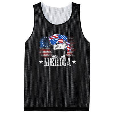 Funny Merica Trump 4th Of July Us American Flag Women Mesh Reversible Basketball Jersey Tank