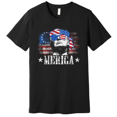 Funny Merica Trump 4th Of July Us American Flag Women Premium T-Shirt