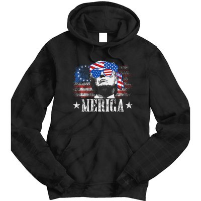 Funny Merica Trump 4th Of July Us American Flag Women Tie Dye Hoodie