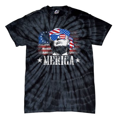 Funny Merica Trump 4th Of July Us American Flag Women Tie-Dye T-Shirt