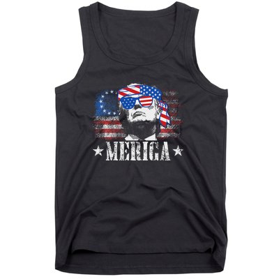 Funny Merica Trump 4th Of July Us American Flag Women Tank Top