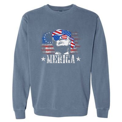 Funny Merica Trump 4th Of July Us American Flag Women Garment-Dyed Sweatshirt