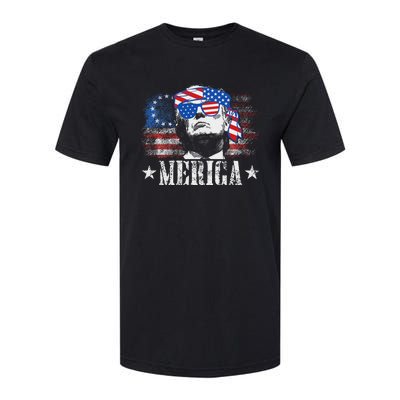 Funny Merica Trump 4th Of July Us American Flag Women Softstyle CVC T-Shirt