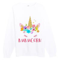 Funny Mamacorn Unicorn Costume Mom Mother's Day Premium Crewneck Sweatshirt