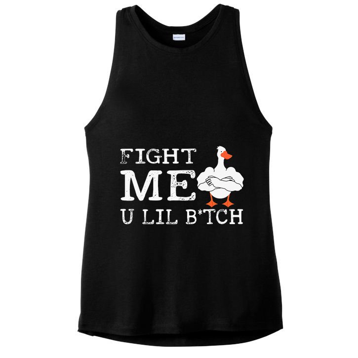 Fight Me U Lil Bitch Muscle Duck Ladies PosiCharge Tri-Blend Wicking Tank
