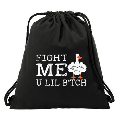 Fight Me U Lil Bitch Muscle Duck Drawstring Bag