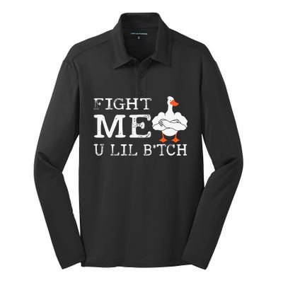 Fight Me U Lil Bitch Muscle Duck Silk Touch Performance Long Sleeve Polo