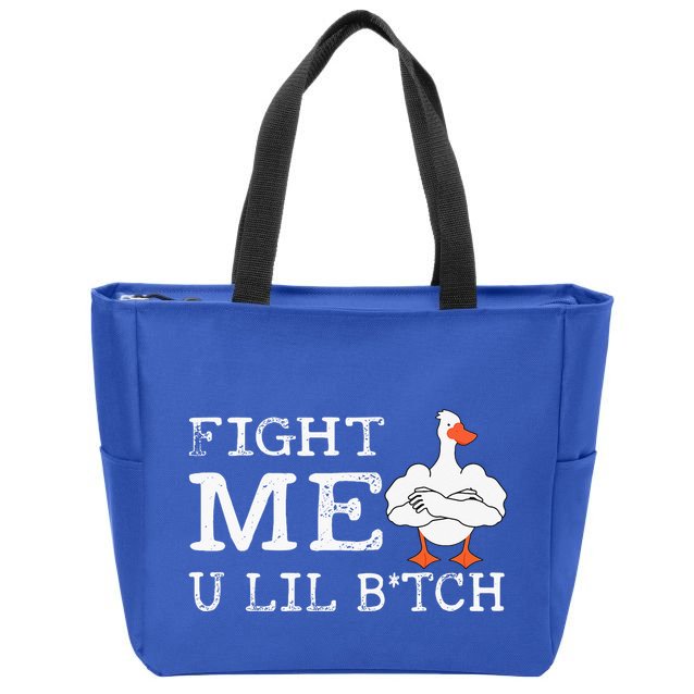 Fight Me U Lil Bitch Muscle Duck Zip Tote Bag
