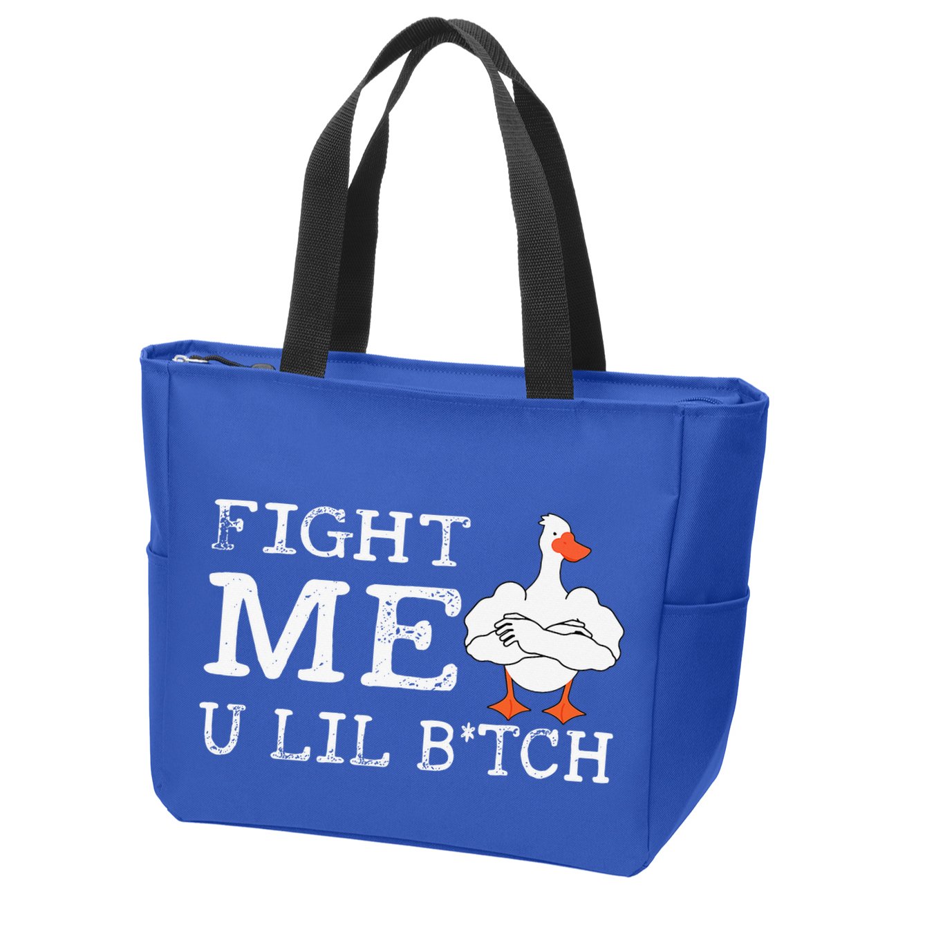 Fight Me U Lil Bitch Muscle Duck Zip Tote Bag