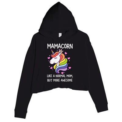 Funny Mamacorn Unicorn Costume Mom MotherS Day Crop Fleece Hoodie