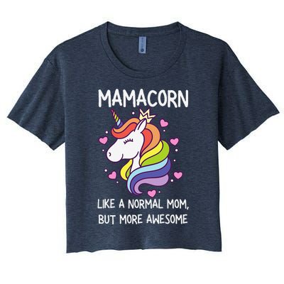 Funny Mamacorn Unicorn Costume Mom MotherS Day Women's Crop Top Tee