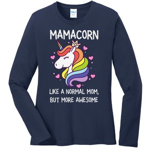 Funny Mamacorn Unicorn Costume Mom MotherS Day Ladies Long Sleeve Shirt